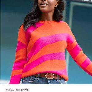 Avara Vibrant Orange and Pink Sweater